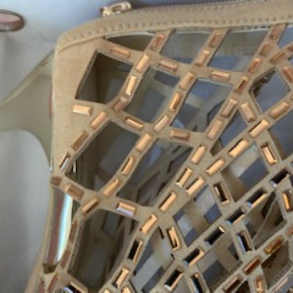 bling gold stilettos with kitten heel - Picture 4 of 4